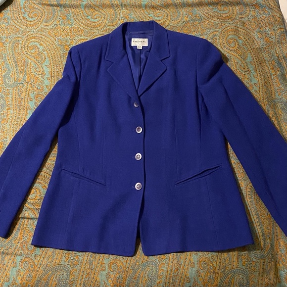 Sapphire Blue Emanuel Ungaro Jacket Sz 14 EURO Sz 48. Beautiful Cut!! - Picture 8 of 8